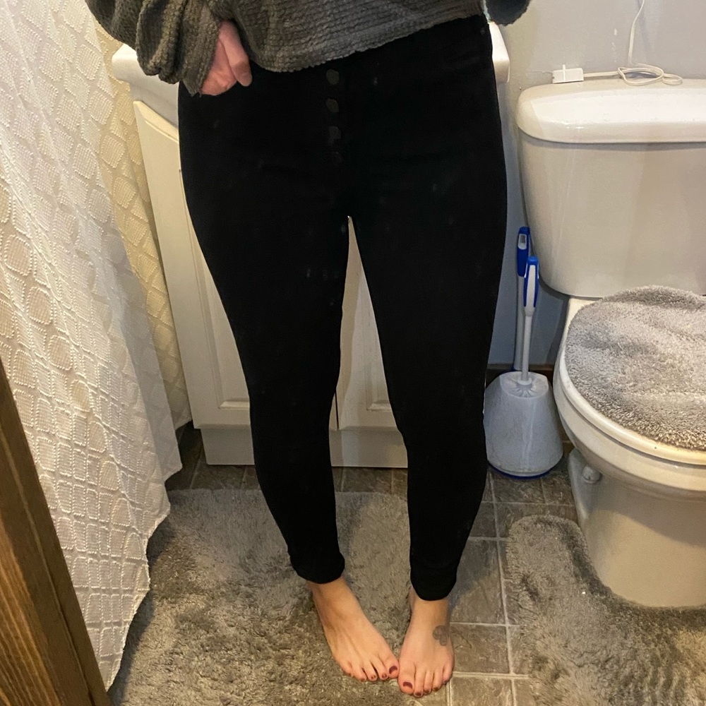 Just USA black high rise button fly skinny